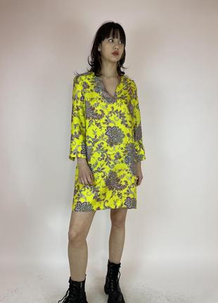 Женское летнее платье платье zara home silk floral dress relaxed tunic size m3 фото