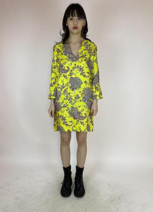 Женское летнее платье платье zara home silk floral dress relaxed tunic size m