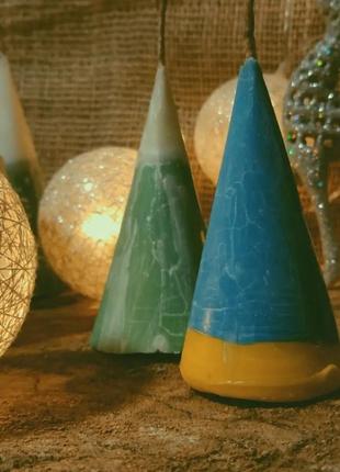 Новорічні-патріотичні свічки з пальмового воску4 фото