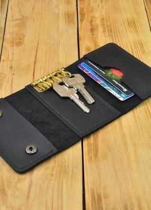 Шкіряна ключниця з кишенею для кредитних карт1 фото