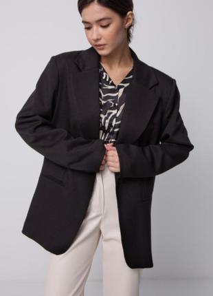 Черный шерстяной блейзер пиджак