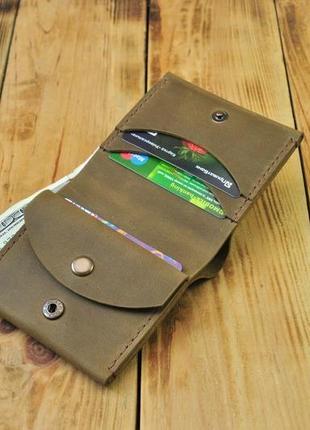 Кожаный кошелек - имеет отделения для карточек, купюр и монет4 фото