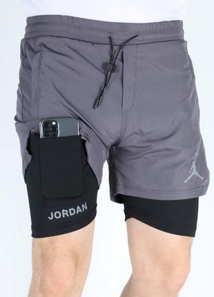 Чоловічі шорти jordan на весну-літо у сірому кольорі premium якості, стильні та зручні шорти на кожен день2 фото