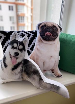 Подушка мопс іграшка, бульдог подушка, подушка по фотографії собаки, подарунок на новосілля2 фото
