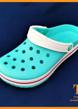 Женские тапочки croc$ бирюзовые кроксы шлепанцы сланцы (размеры: 36,38)8 фото