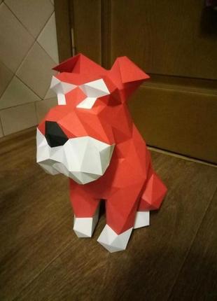 Полигональная скульптура собака - терьер