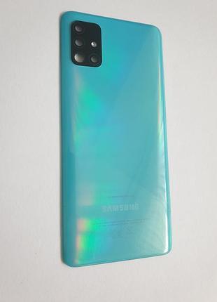 Кришка блакитна б.у. оригінал для samsung a51 a515 зі склом