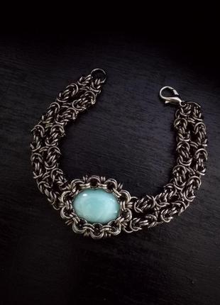 Браслет ларимар, ларимар, сталь