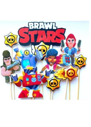 Прикраси, топери на торт ручної роботи brawl stars, бравл старс1 фото