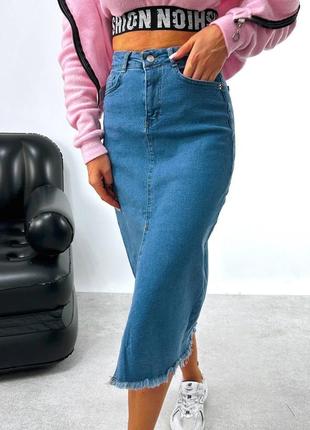 Очень стильная джинсовая юбка, из качественной ткани, туреченица👌4 фото