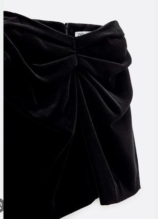 Крутая бархатная окассаитовая велюровая трендовая юбочка zara с рюшами воланами7 фото