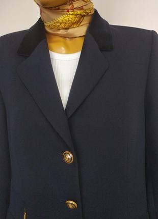 Delmod вінтажний базовий вовняний оверсайз піджак жакет плащ пальто синій чорний s m l3 фото