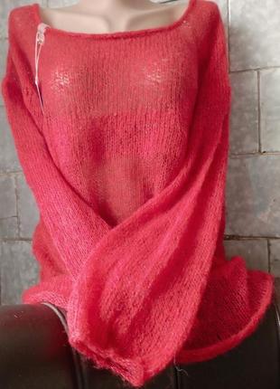 Червоний пуловер павутинка8 фото