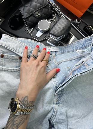 Круті ідеальні нові блакитні денім джинсові шорти zara3 фото