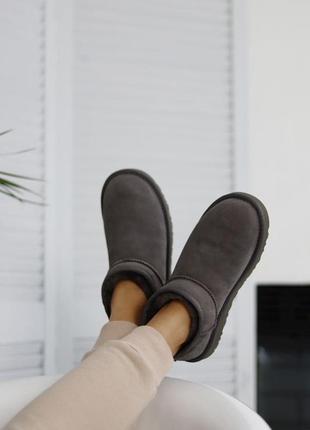 Ugg ultra mini gray женские сапоги с мехом серые7 фото