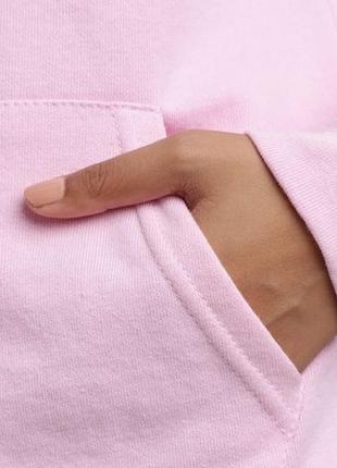 Женская приталенная толстовка худи с начесом fruit of the loom светло-розовая4 фото