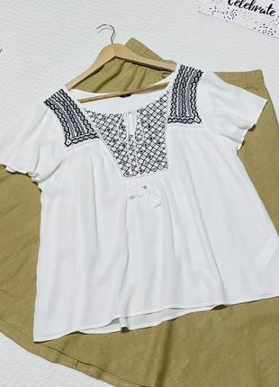 Вышиванка рубашка белоснежная оверсайз от m&amp;co 🌻 размер 18 / наш 52 💥