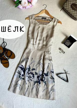 Натуральное шелковое платье миди в цветах, платье шелк, шелковый сарафан, летнее платье миди2 фото