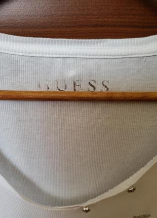 Лонгслів жіночий guess білий в рубчик s2 фото