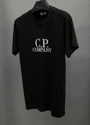 Чоловіча футболка cp company на весну у чорному кольорі premium якості, стильна та зручна футболка на кожен день