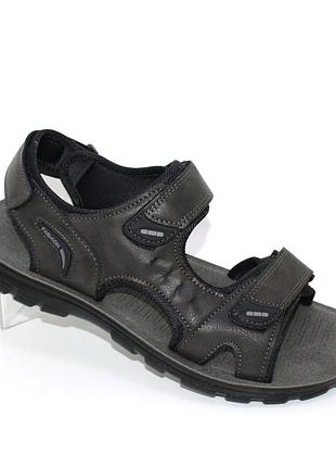 Чоловічі сірі комфортні сандалі з екошкіри на липучках,чоловіче стильне взуття на літо не дорого