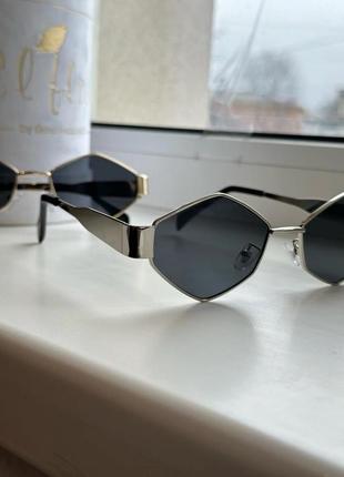 Сонцезахисні окуляри в стилі  celine селін, металічна оправа6 фото