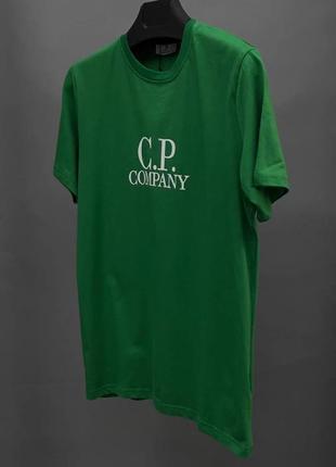 Мужская футболка cp company на весну в зеленом цвете premium качества, стильная и удобная футболка на каждый день