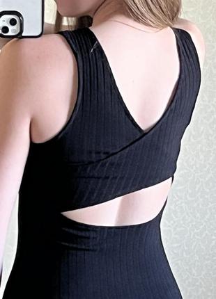 Черное платье обтягивающее в рубчик3 фото