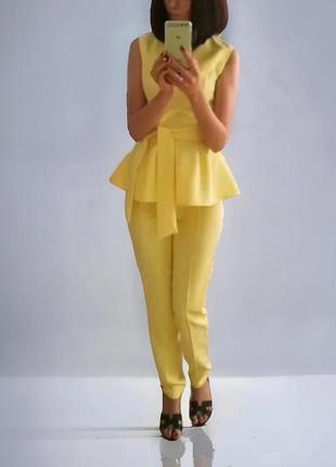 Жіночий брючний костюм літній жовтий (44 р)1 фото