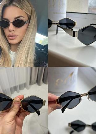 Сонцезахисні окуляри в стилі  celine селін, металічна оправа та золота