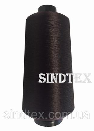 Нитка текстурована некруч 100% pe 150d/1 цв s-917 коричневий темний (боб 15000ярд/60 боб) nitex, боб (велл-408)1 фото