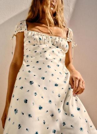 Сатинова сукня плаття платье зара zara атласна з квітами7 фото