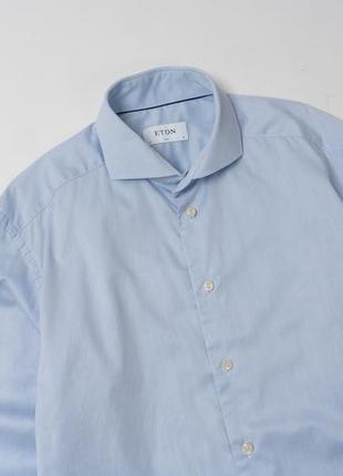 Eton blue slim shirt&nbsp;&nbsp;мужская рубашка3 фото