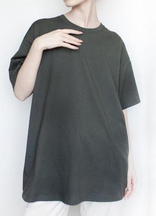 Графітова бавовняна футболка унісекс однотонна прямого крою під оверзайз темно-сіра велика широка великі розміри жіноча коттон панк аніме к-поп гранж2 фото