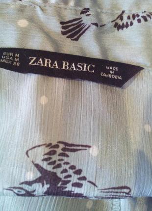 Стильна сорочка блузка вільного крою з птахами від zara4 фото