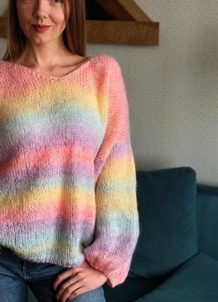 Радужный мохеристый свитер оверсайз6 фото