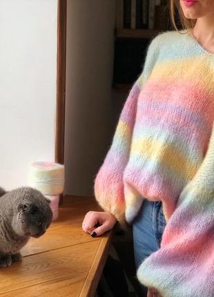 Радужный мохеристый свитер оверсайз5 фото