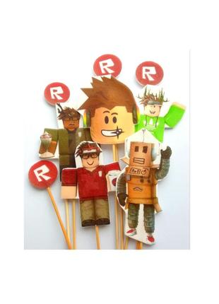 Прикраси, топери на торт ручної роботи роблокс roblox1 фото