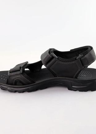 Мужские черные комфортные летние сандалии с липучками, кожаные (экокожа),челове обувь на лето2 фото