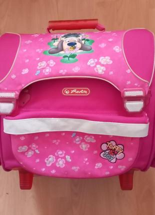 Школьный рюкзак ранец classic toffy&joy herlitz, розовый, для девочки