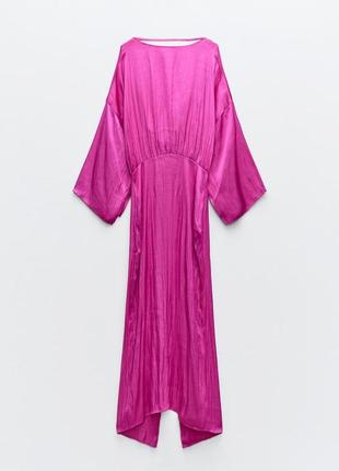 Атласна сукня з акцентом ззаду на комірі плаття плате зара zara5 фото