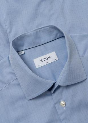 Eton blue slim shirt&nbsp;&nbsp;мужская рубашка1 фото