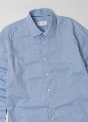 Eton blue slim shirt&nbsp;&nbsp;мужская рубашка3 фото