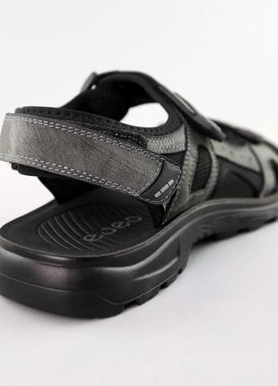 Стильные темно-серые удобные спортивные мужские сандалии кожа на липучках,человеческая обувь летнее, лето4 фото