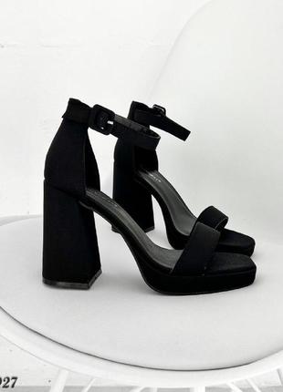 Женские черные босоножки на каблуке летние лето9 фото