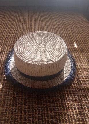 Шляпа из рафии ручной работы канотье3 фото