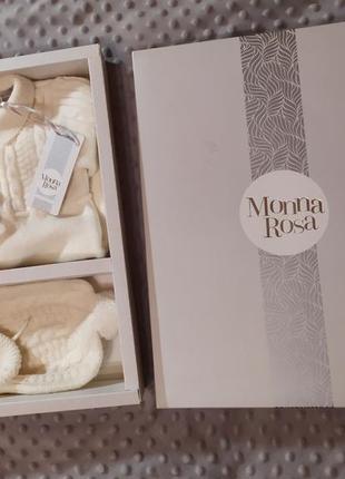 Очаровательный шерстяной комплект, человечек , шапочка и пинетки monna rosa1 фото
