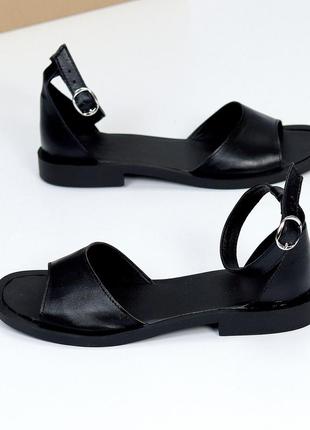 Оригинальные женские кожаные черные босоножки на каблуке летние натуральная кожа лето9 фото