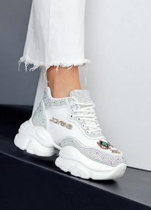 Sale стильные женские белые кроссовки на рельефной подошве весенне летние эко-кожа замша весна лето3 фото