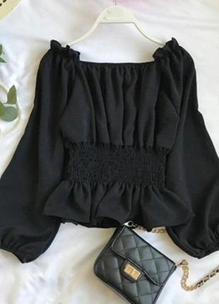Стильная блуза, топ черный1 фото